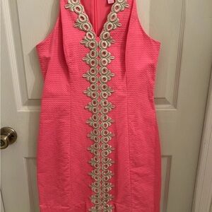 Lilly Pulitzer Bungalow Pink Metallic Gold Lace Halter